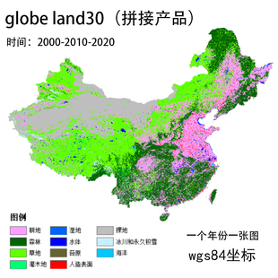 土地利用数据globeland30地表覆盖土地类型栅格gis数据多时期