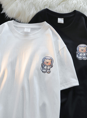 夏款夏季短袖t恤男港风潮流宽松印花上衣百搭学情侣袖T恤0305d