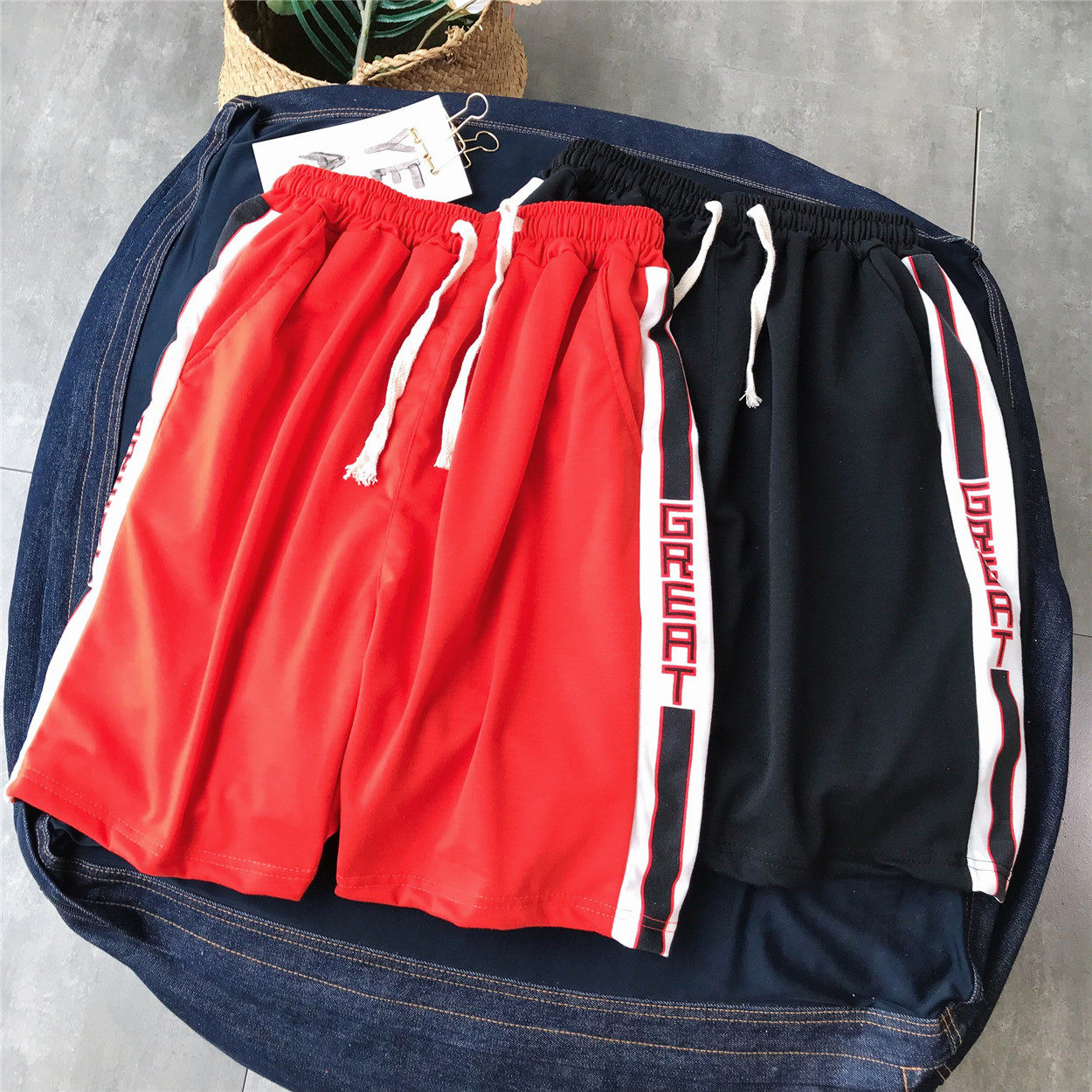 夏天韩版短裤男潮流宽松直筒运动五分裤原宿bf风情侣印花休闲中裤|ruв категории Мужская одежда, брюки - от Buy2taobao.com для оказания профессиональной услуги покупки агента Taobao