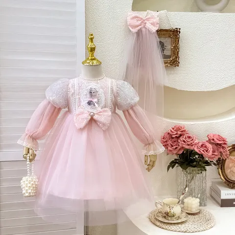 艾莎连衣裙女童冰雪奇缘洋气秋季爱莎儿童新款礼服2024公主裙裙子