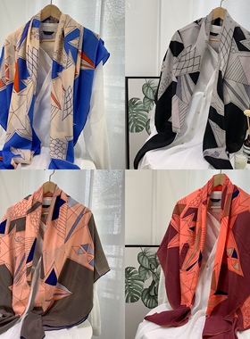 瑕 独家孤品 出口丹麦真丝14姆米双绉140大方巾丝巾披肩 五角星