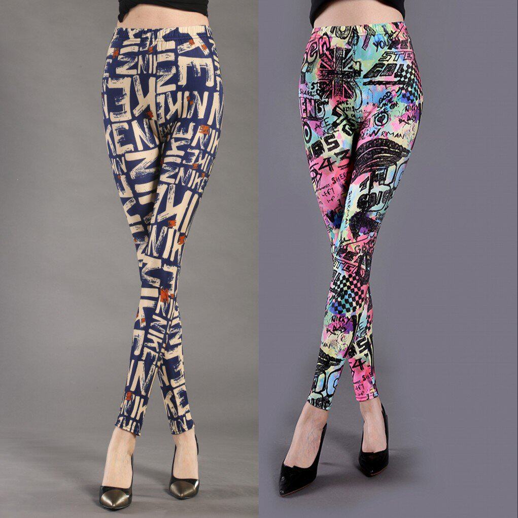 泽yp新款英文字母印花潮流女打底裤牛奶丝顺滑大弹力外穿春秋薄款