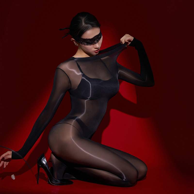 性感塑性连身薄油光丝连体衣丝袜