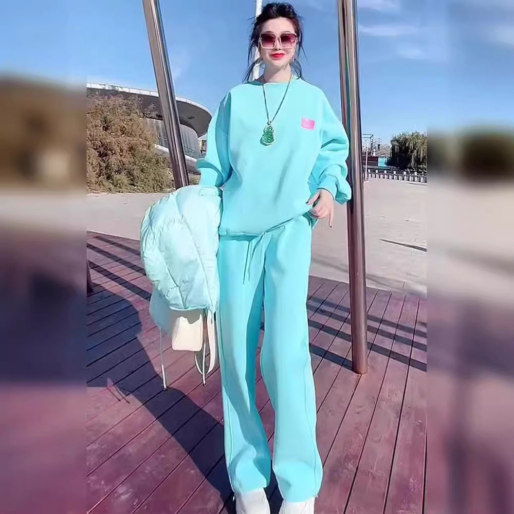 欧货时尚洋气休闲运动套装女2024春秋新款宽松小众设计感卫衣卫裤