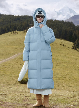 泽yp新款羽绒服女中长款过膝长款时尚男女通穿情侣加厚白鸭绒冬装