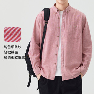 泽yp新款 東雨男装春夏男式衬衫日系长袖方领休闲条纹衬衣现货