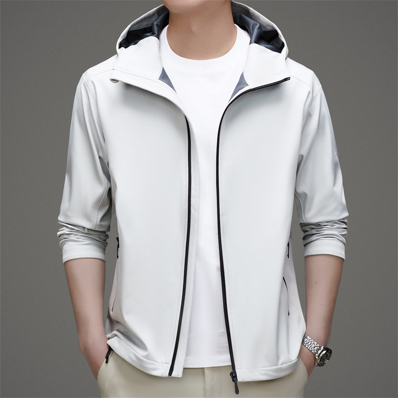 泽yp春秋季连帽薄款时尚新品夹克衫青年男士休闲外套潮流男装合体