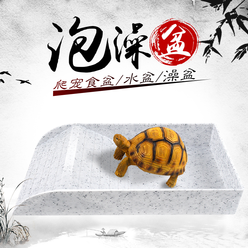 陆龟水盆饮水泡澡食盆大型迷你小号大号爬虫饲养箱角蛙食盘