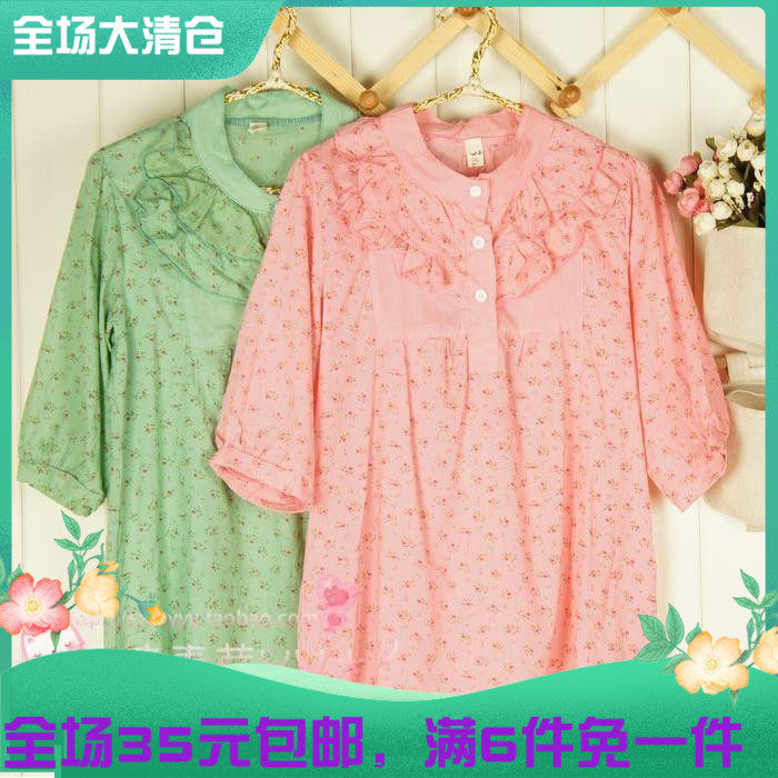 2023夏季日系田园淘宝棉麻女装少女甜美常规款短袖单排多扣女衬衫