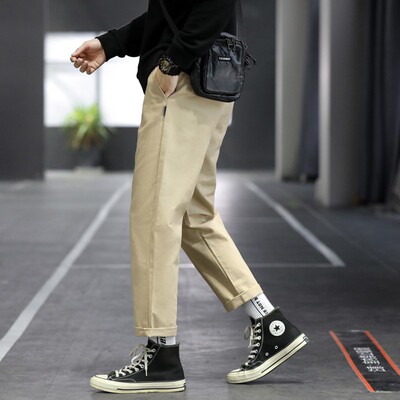 BUFFALO BOUND防风直筒休闲裤男女宽松卡其色长裤百搭纯棉薄款