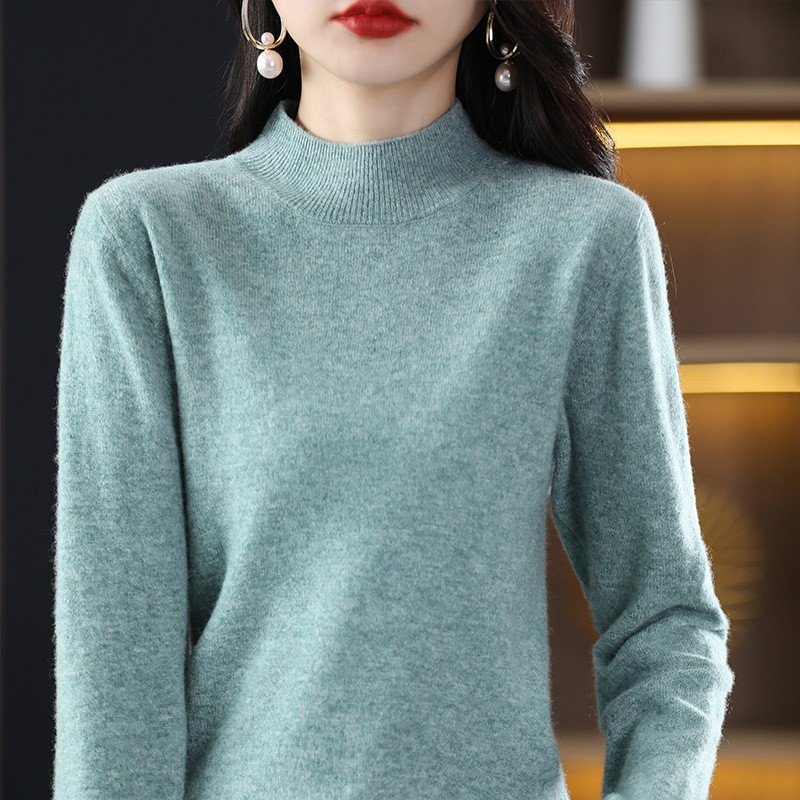 配大衣的半高领百搭打底衫女内搭宽松显瘦毛衣秋冬新款长袖针织衫