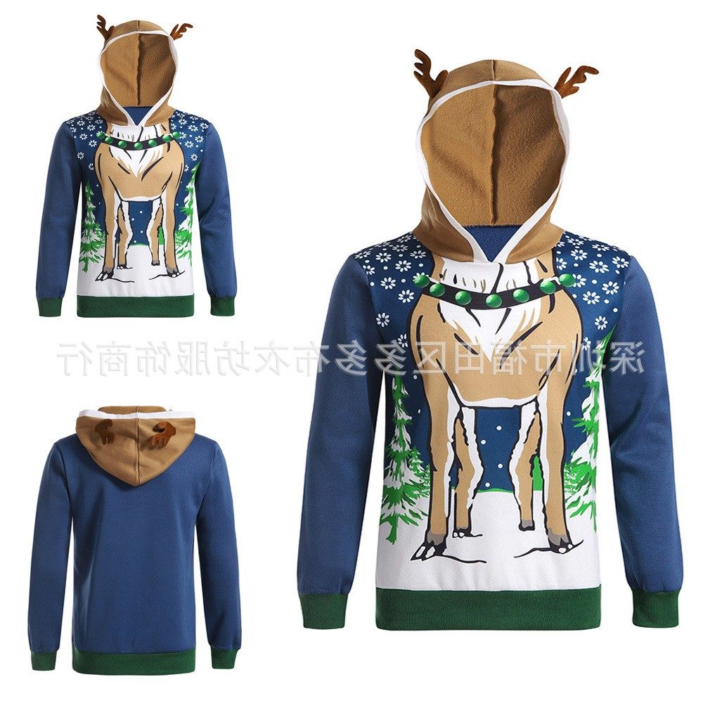 亚马逊秋新款男装外套圣诞鹿角印花加绒保暖连帽拼色卫衣,个性定制/设计服务/DIY,连衣裙加工定制,淘宝优惠券,粉丝福利购,淘宝优惠卷