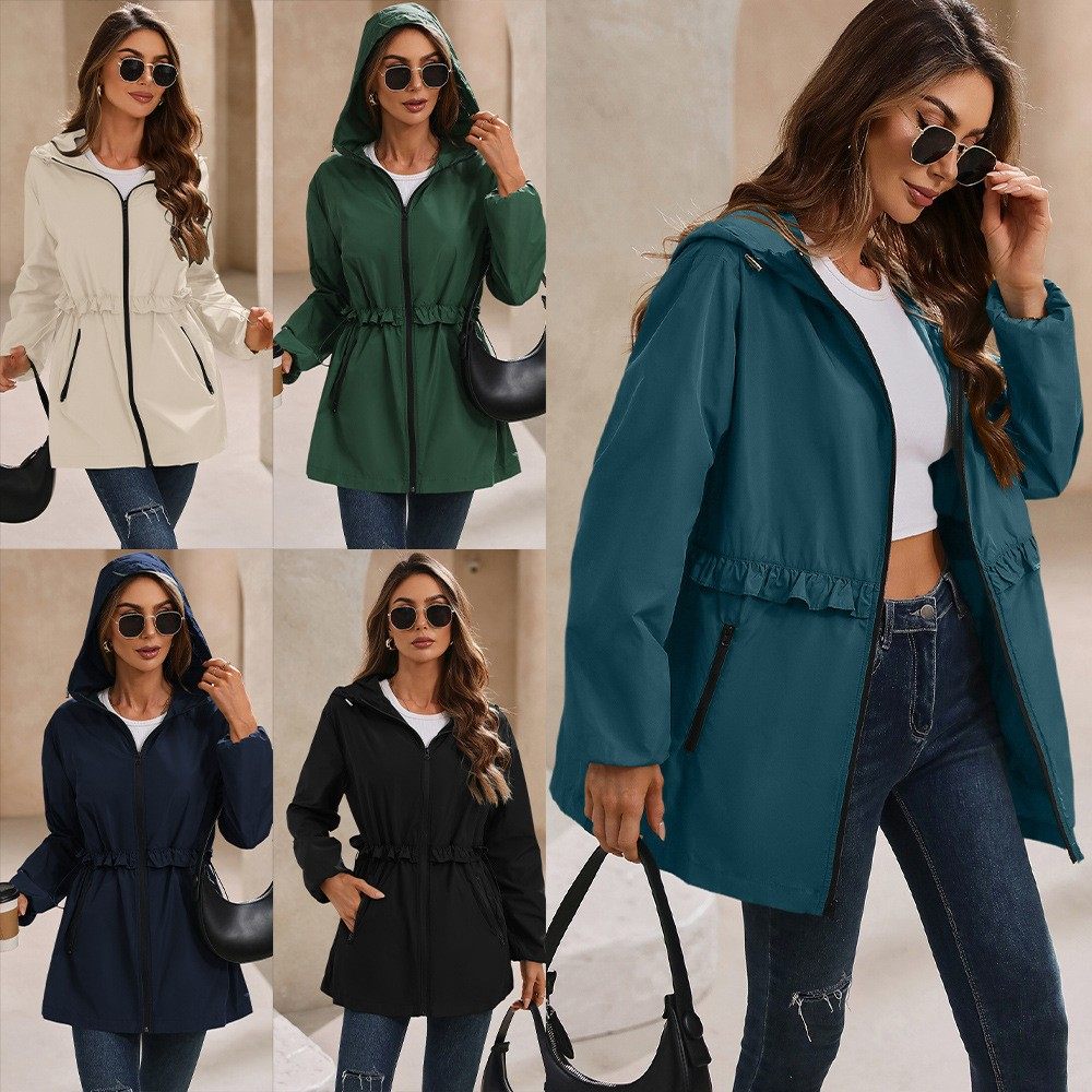 亚马逊秋冬新款爆款时尚女式防雨防水夹克连帽气质风衣带口袋,个性定制/设计服务/DIY,连衣裙加工定制,淘宝优惠券,粉丝福利购,淘宝优惠卷