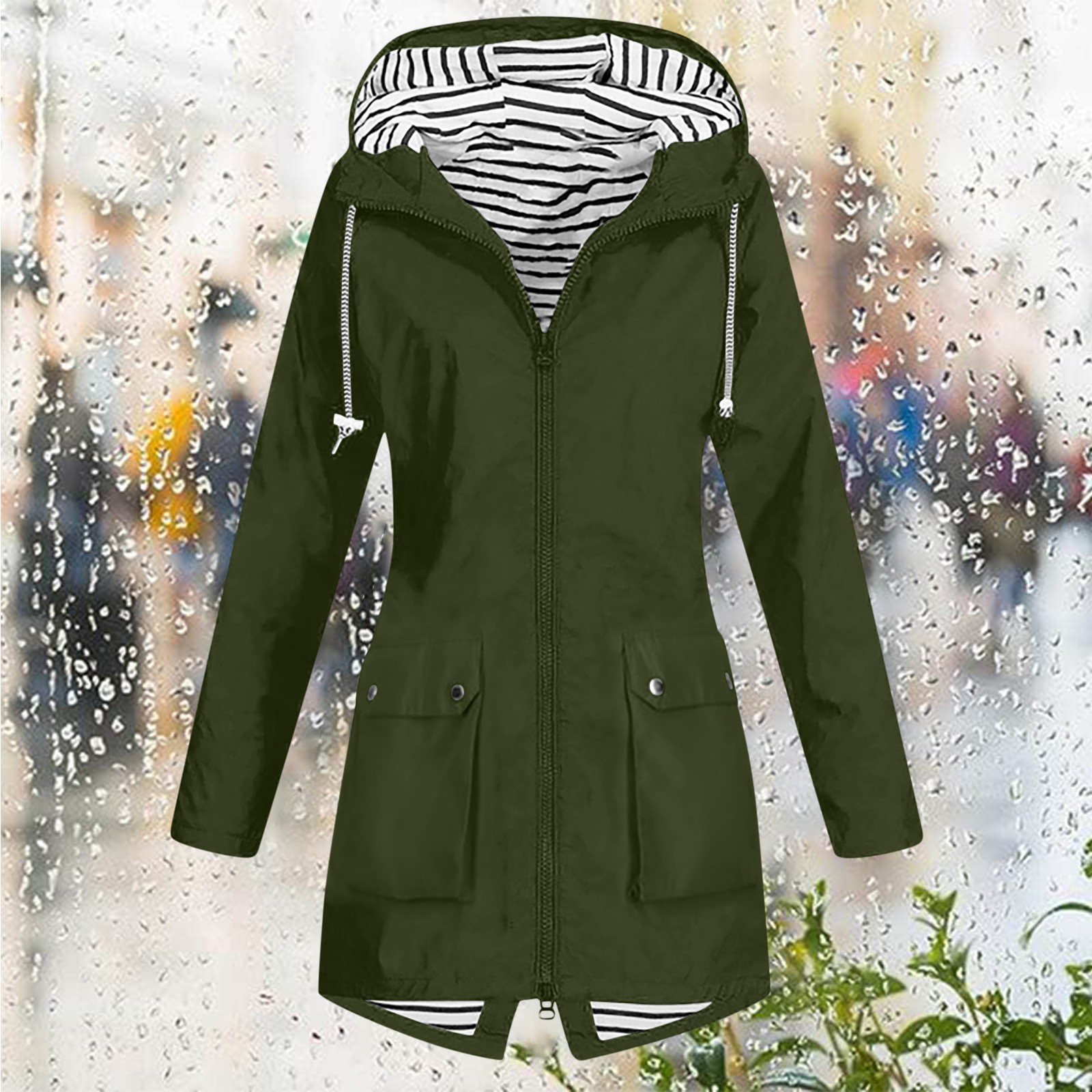 跨境外贸秋冬拉链女冲锋衣户外连帽登山服外套现货舒适休闲