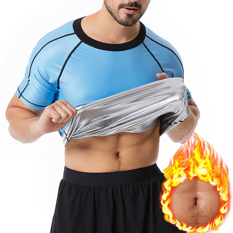 暴汗服欧美男士跑步运动健身美体束身衣爆汗健美塑形亚马逊塑身衣