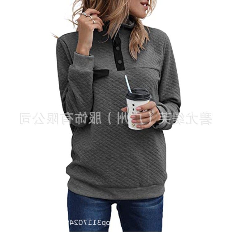 亚马逊跨境 秋冬新款高领纽扣长袖夹心棉女上衣卫衣,个性定制/设计服务/DIY,连衣裙加工定制,淘宝优惠券,粉丝福利购,淘宝优惠卷