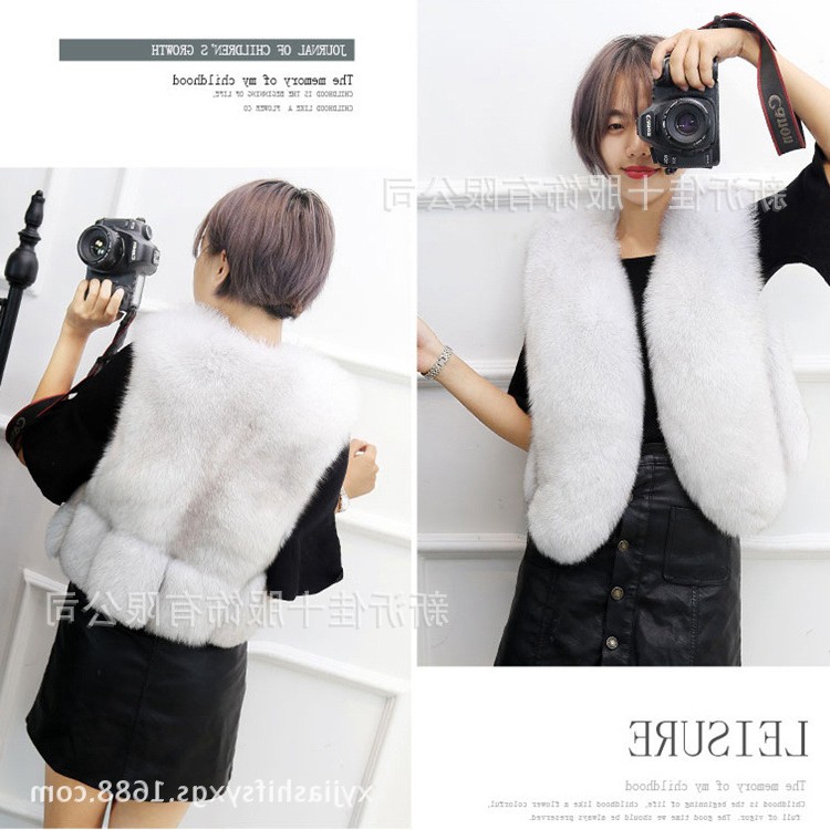 海宁仿皮草厂家仿狐狸毛皮草马甲背心短款毛毛外套马甲女修身