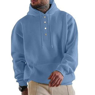 跨境欧美外贸秋冬男装 外套宽松休闲连帽卫衣 亚马逊独立站长袖