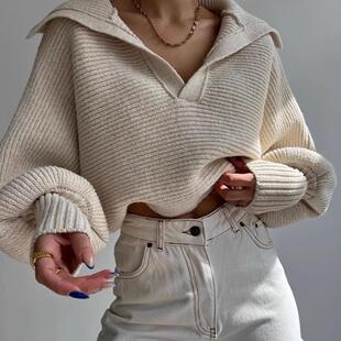 women pullover fitting 毛衣 short sweater秋冬套头短款 Loose