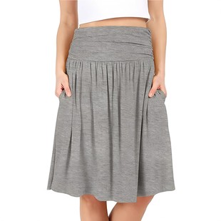 褶皱口袋显瘦半身裙 独立站欧美跨境女装 亚马逊夏季 新款