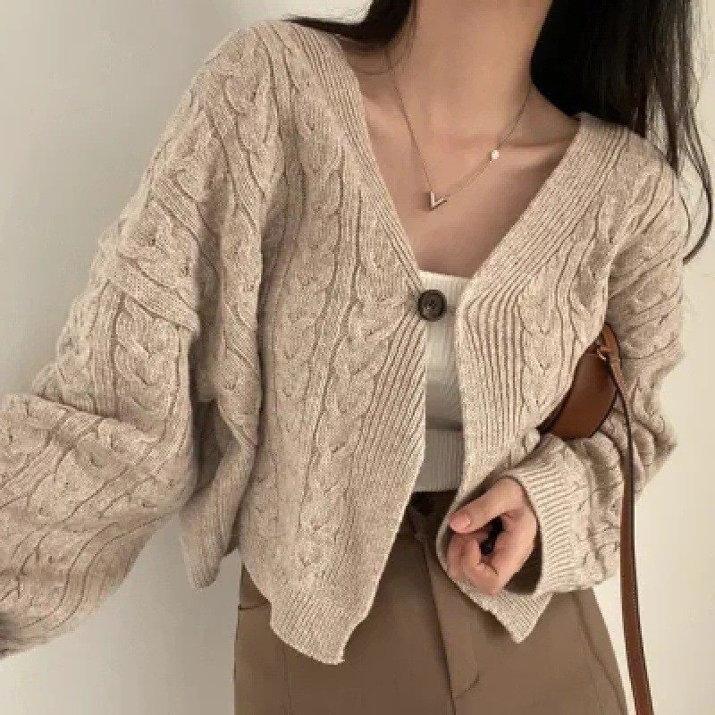 韩版秋冬新款复古麻花领长袖短款针织毛衣开衫外套女宽松,个性定制/设计服务/DIY,连衣裙加工定制,淘宝优惠券,粉丝福利购,淘宝优惠卷
