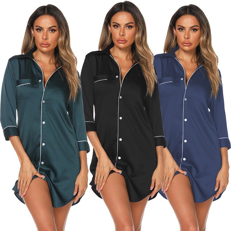 七分袖性感丝绸开衫睡衣女家居服冰丝夏季女士衬衫仿真丝女睡裙,个性定制/设计服务/DIY,连衣裙加工定制,淘宝优惠券,粉丝福利购,淘宝优惠卷