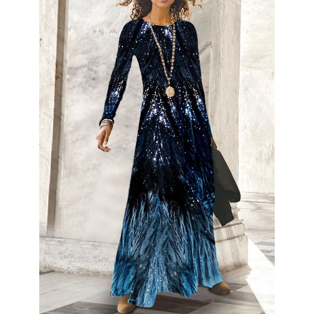 速卖通亚马逊欧美跨境长裙印花复古场资讯连衣裙女装