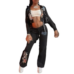 气质优雅定位印花女士套装 亚马逊跨境新款 时尚 女装 秋冬季