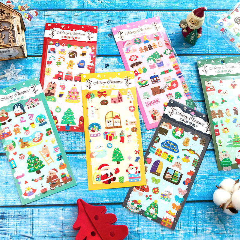 可爱卡通圣诞装饰贴纸 圣日欢歌圣诞系列 手帐diy基础素材贴画