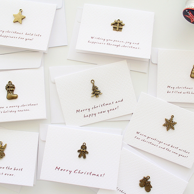 圣诞贺卡复古风金属迷你含信封