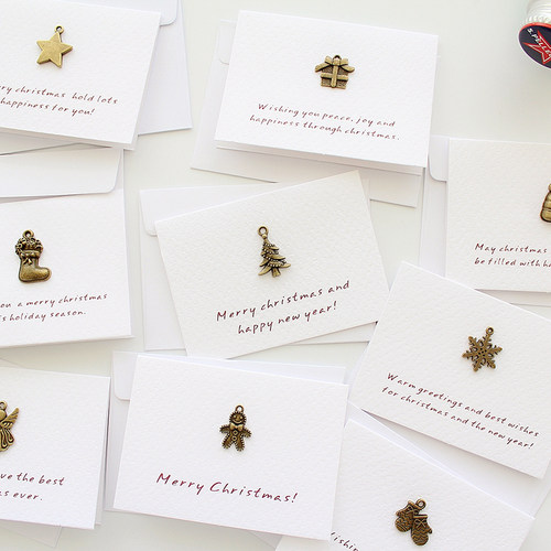 圣诞贺卡复古风金属迷你含信封
