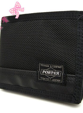 日本代购吉田PORTER HEAT日本产时尚黑色复古短款钱包703-07976