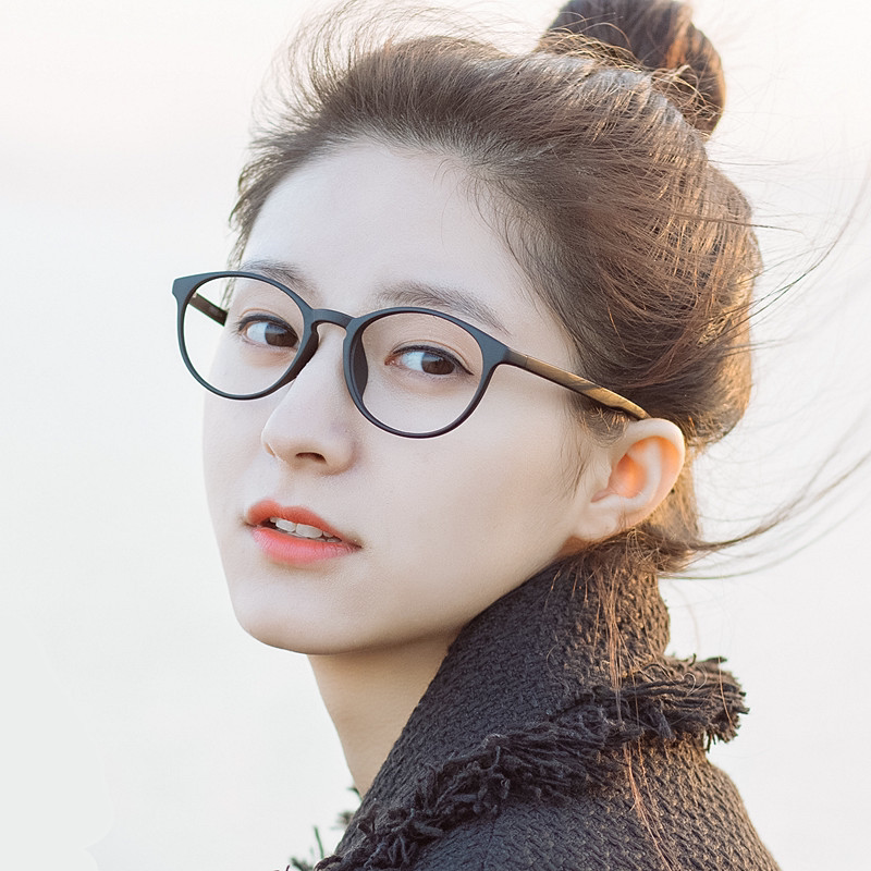 Fionav韩国超轻tr90圆框眼镜框女小脸韩版圆形复古平光配圆脸眼睛