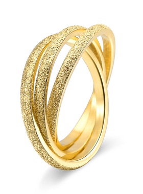 简约小清新磨砂金色钛钢三环戒指女小众设计感闺蜜食指指环不掉色