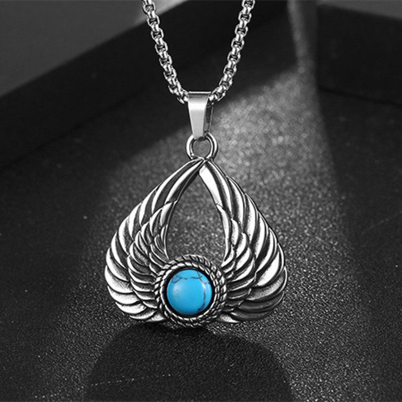 hiphop潮牌天使之翼男士项链钛钢复古高街翅膀个性嘻哈不掉色挂件