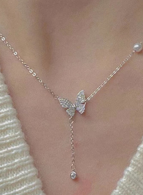 Choker Jewelry Necklace 新款项链精致高级感蝴蝶吊坠项链锁骨链