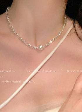 Necklace Jewelry Gift Choker欧美简约设计感项链仿珍珠锁骨链