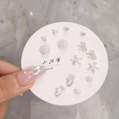 Cute Earring Sets Jewelry Gifts耳环小清新ins风爱心雪花时尚