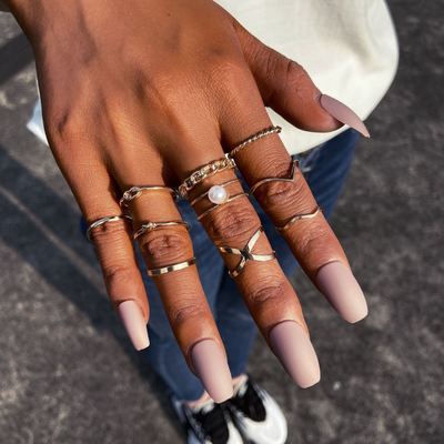 10pcs Rings Set Jewelry Gift复古气质高级感时尚百搭仿珍珠戒指