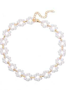 Choker Necklace Jewelry Gifts仿珍珠项链女高级感短款锁骨链