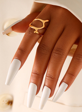Women Finger Ring欧美金属质感戒指个性镂空不规则开口关节指环