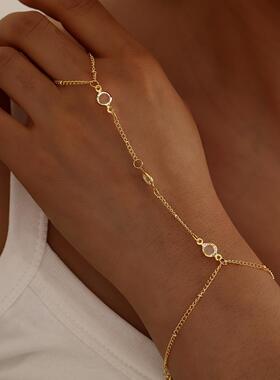 Finger Chain饰品民族风带钻连指手链金属链条手指链水钻手背链