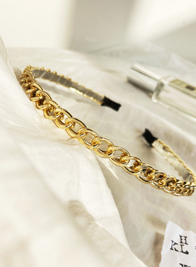 Hair Tools Accessory Clip合金CCB链条发箍复古个性简约金色头箍