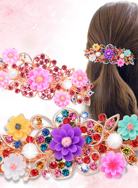 Women Hair Clips Cute Girl Hairpin弹簧夹顶夹水钻大号发夹头饰