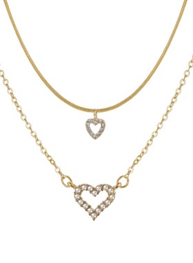 Necklace Jewelry Gifts项链叠戴双层爱心锁骨链创意蛇骨链桃心