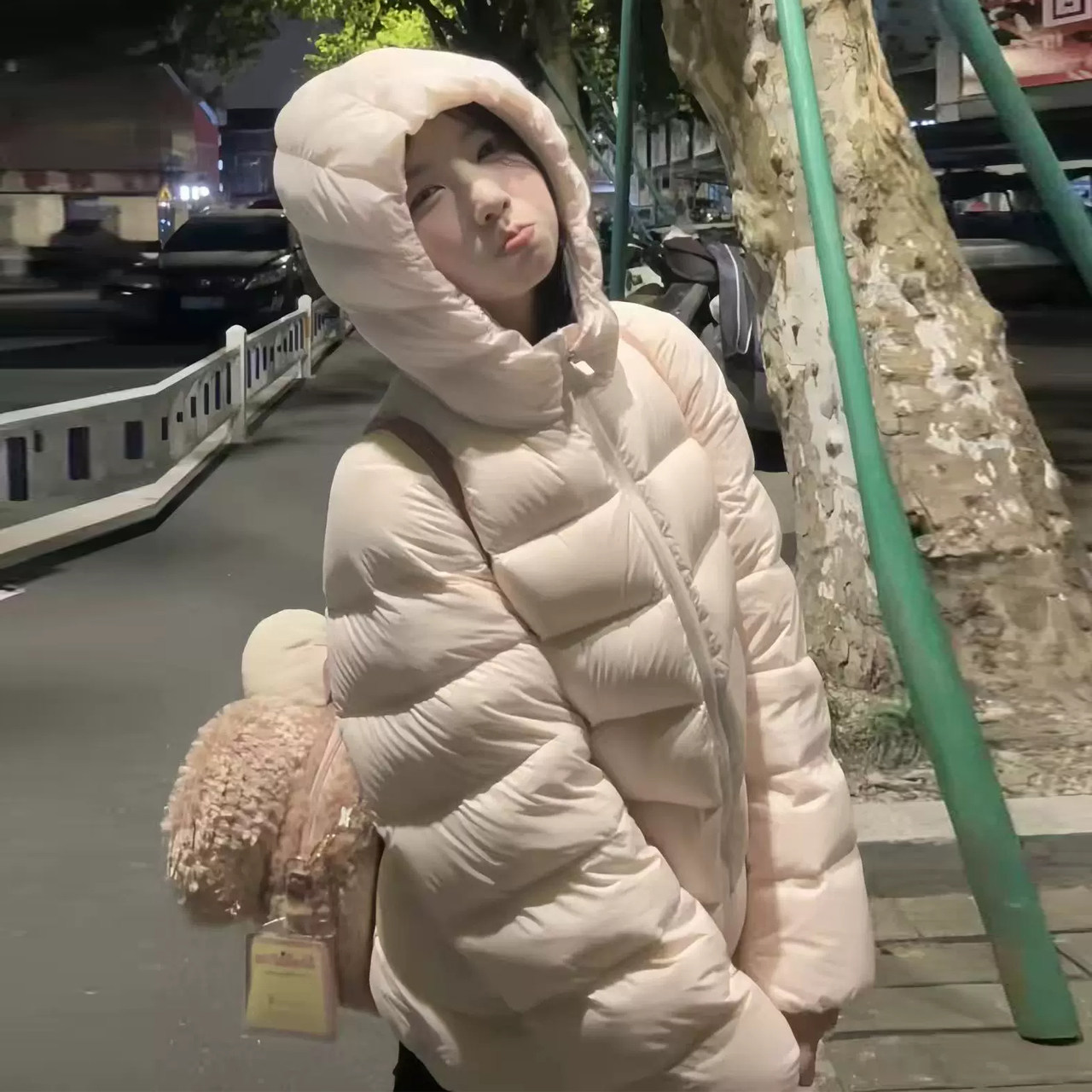 泡芙排骨羽绒服女2026年冬季新款小个子短款连帽90白鸭绒保暖外套