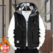 港风男士 棉马甲秋冬季 加厚外穿坎肩潮流保暖外套背心帅气休闲马夹