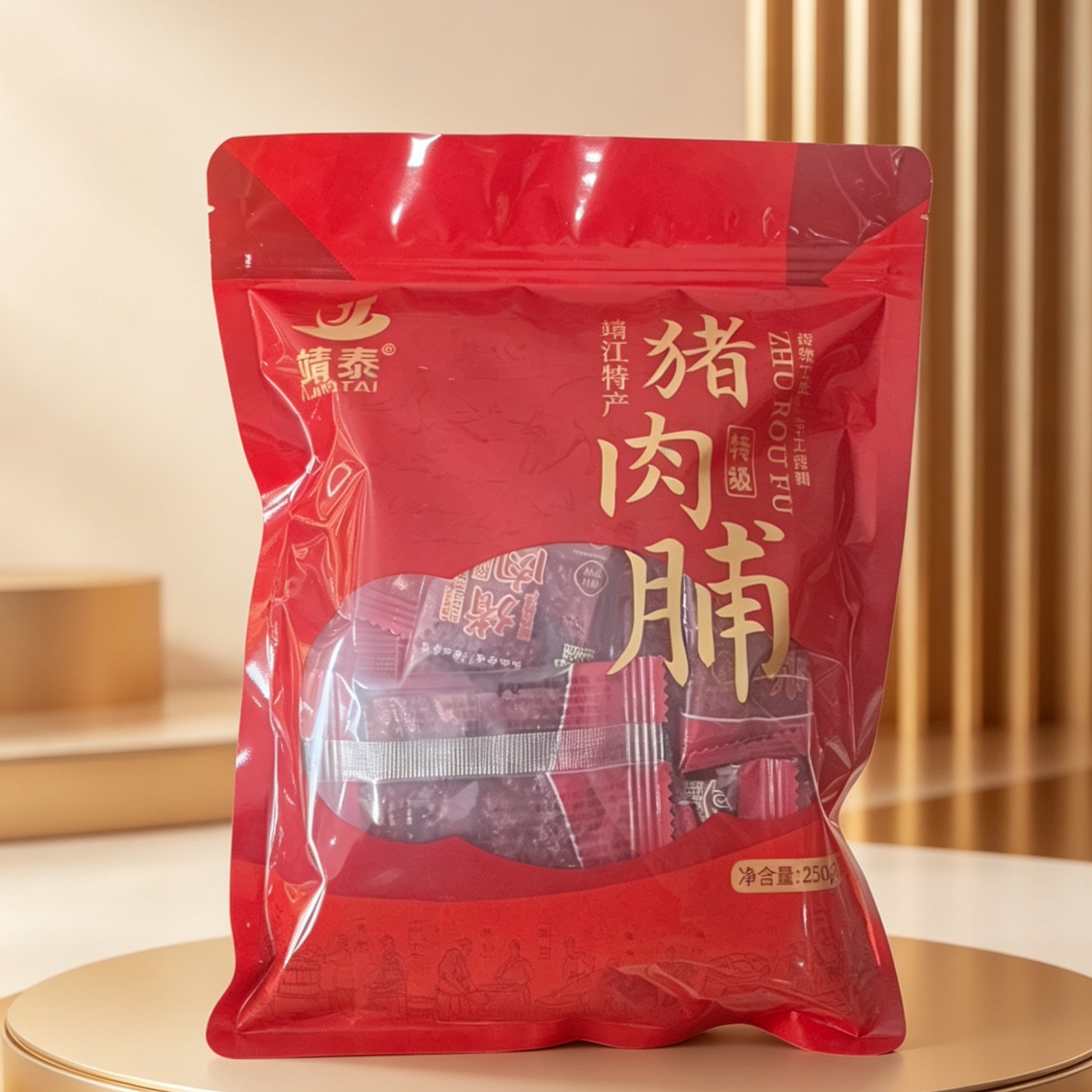 靖江特产 靖泰猪肉脯特级小包装250g 纯肉烤制 休闲零食 两袋包邮