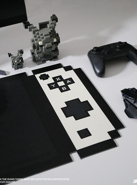 switch像素风超大加厚平纹皮面橡胶底鼠标垫电脑垫电竞游戏键盘垫