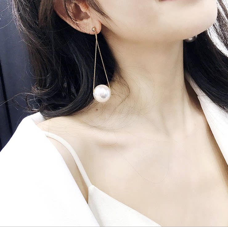 韩版珍珠流苏高级感夸张长款耳环